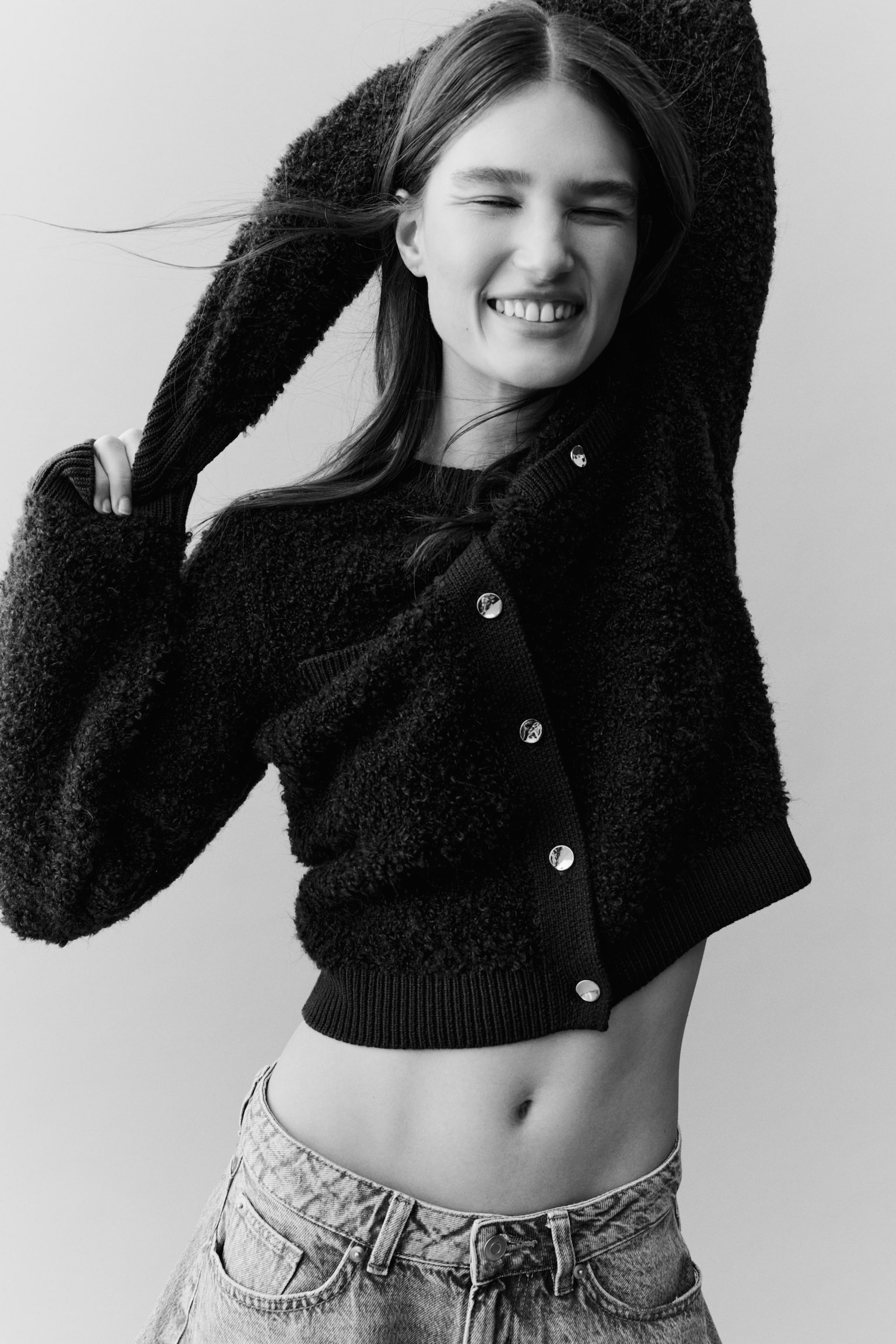 Bouclé-knit cardigan - Dark brown - 4