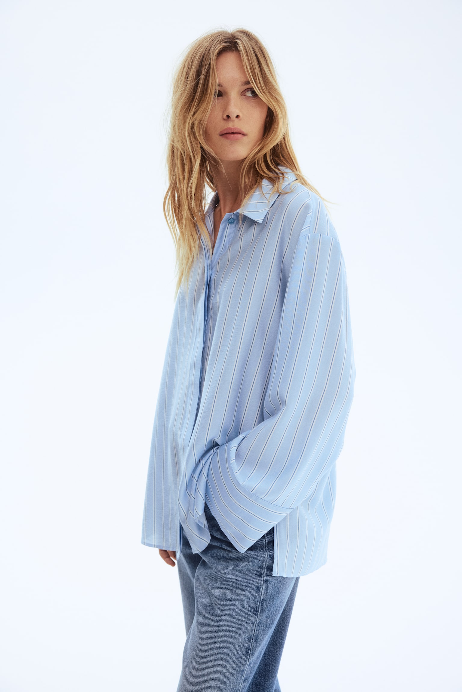 Chemise oversize - Bleu clair/rayé/Rose clair - 2