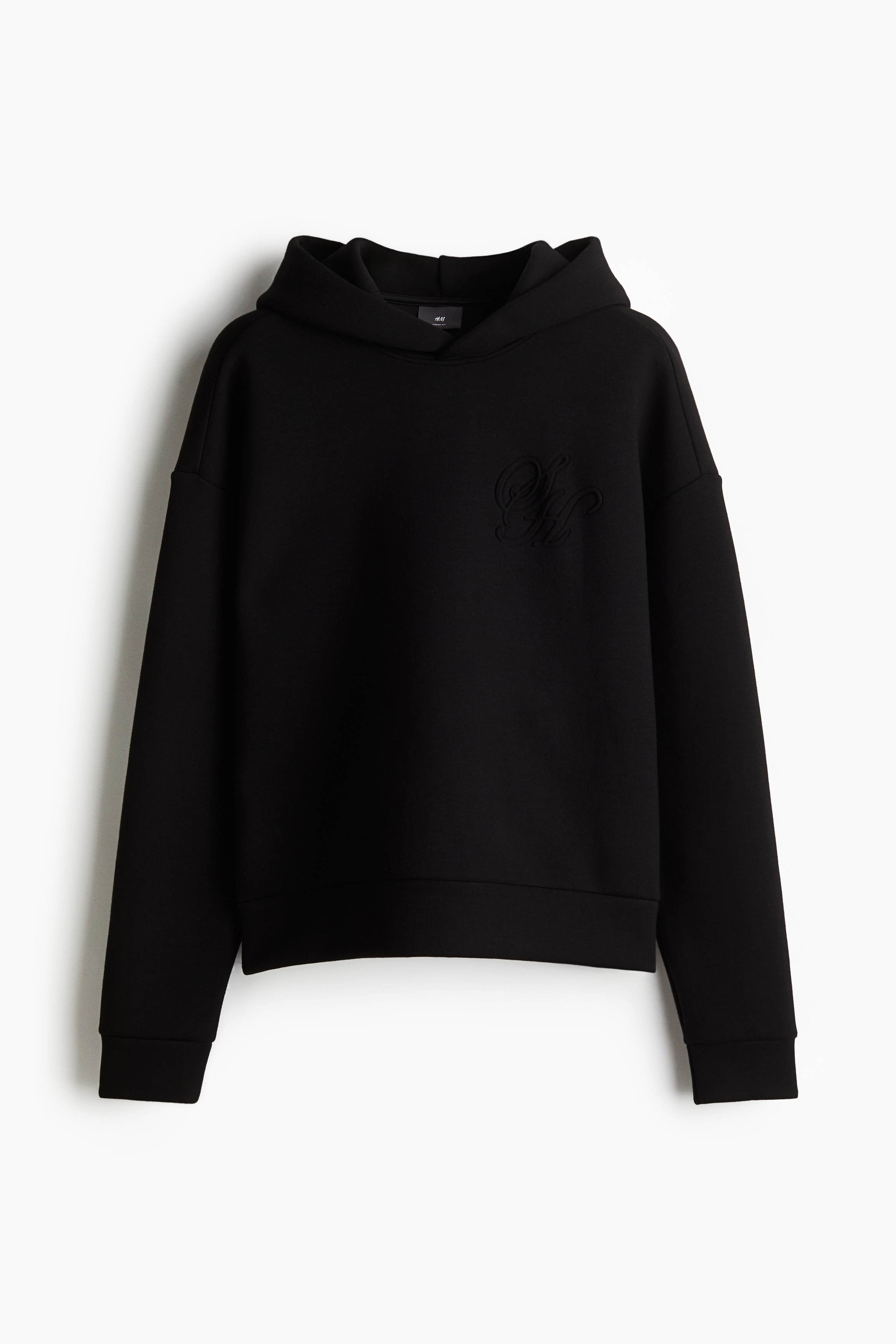 Men - Black Loose Fit Scuba hoodie - Size: XXL  - H&M