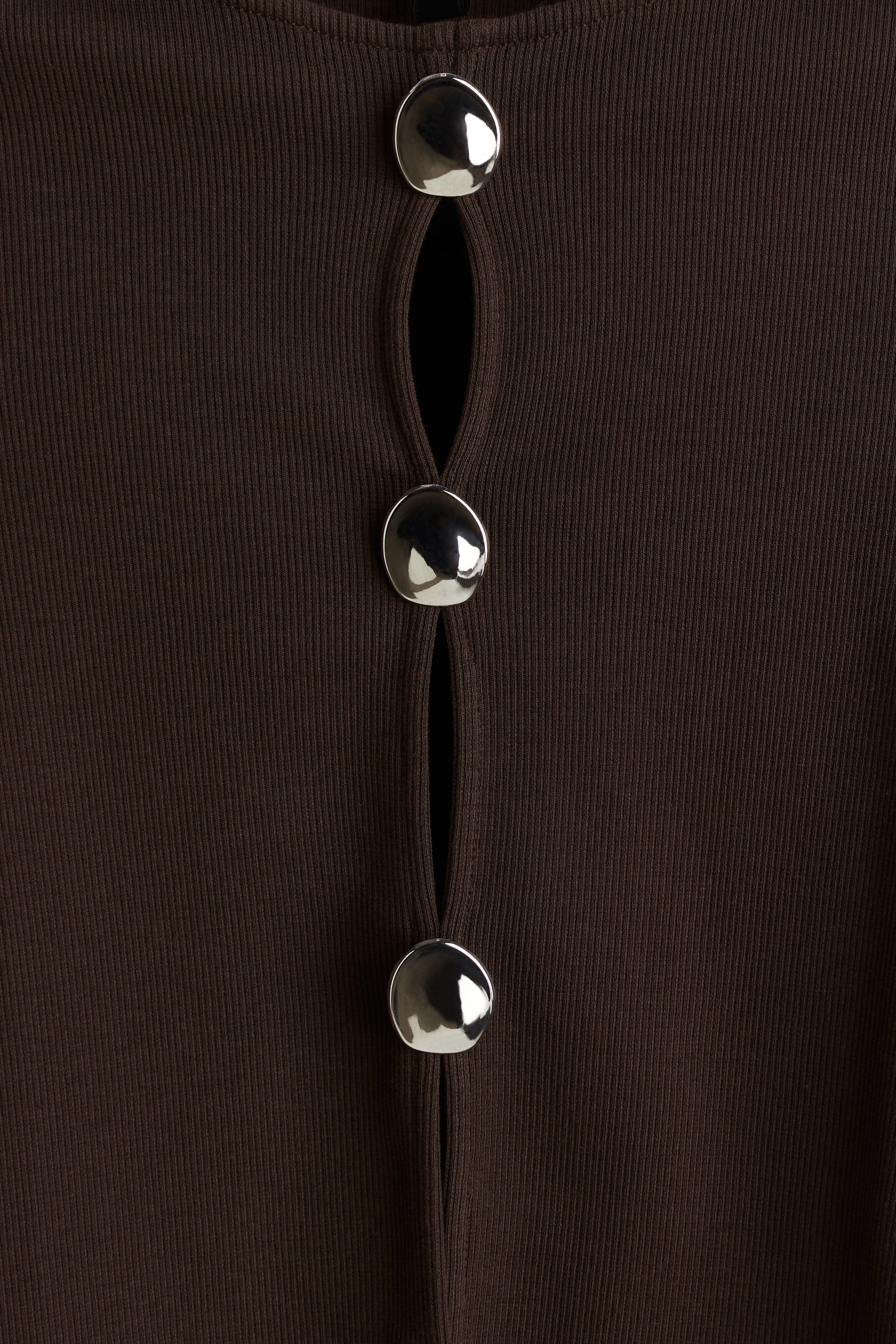 Button-Detail Ribbed Top