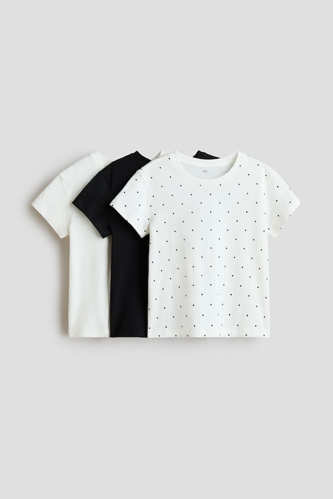 3-Pack T-Shirts - White/polka dot/Pink/hearts/Light purple/light pink/Dusty purple/hearts/Pink/hearts/White/hearts/Light pink/light blue/Dusty pink melange/polka dot - 1