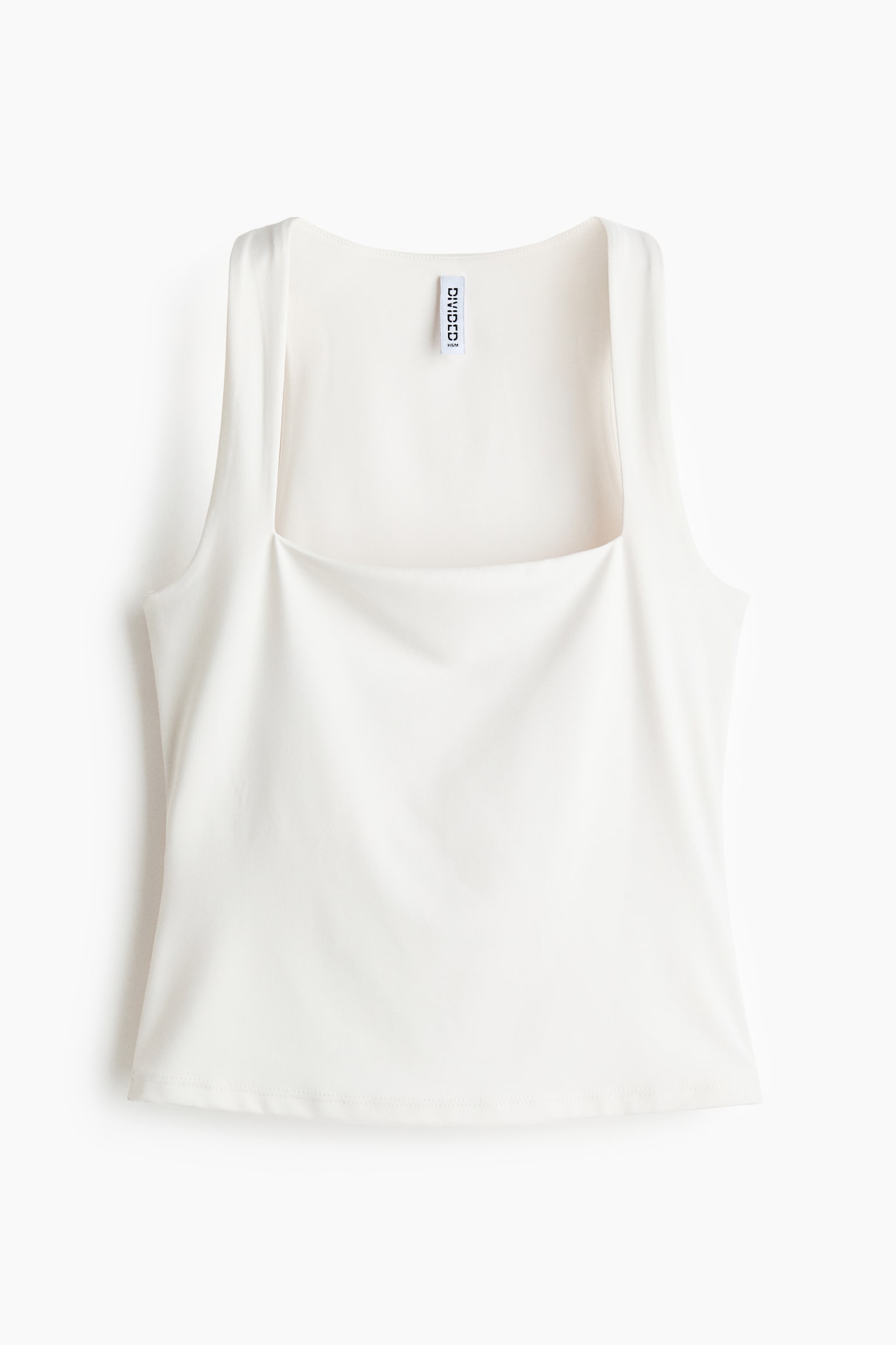 Square-neck jersey top - White/Light pink/Black - 1