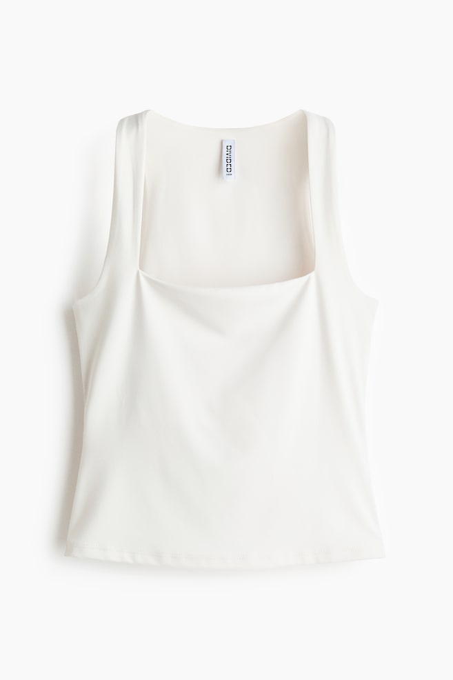 Jerseytop mit Karree-Ausschnitt - Weiß/Schwarz - 1
