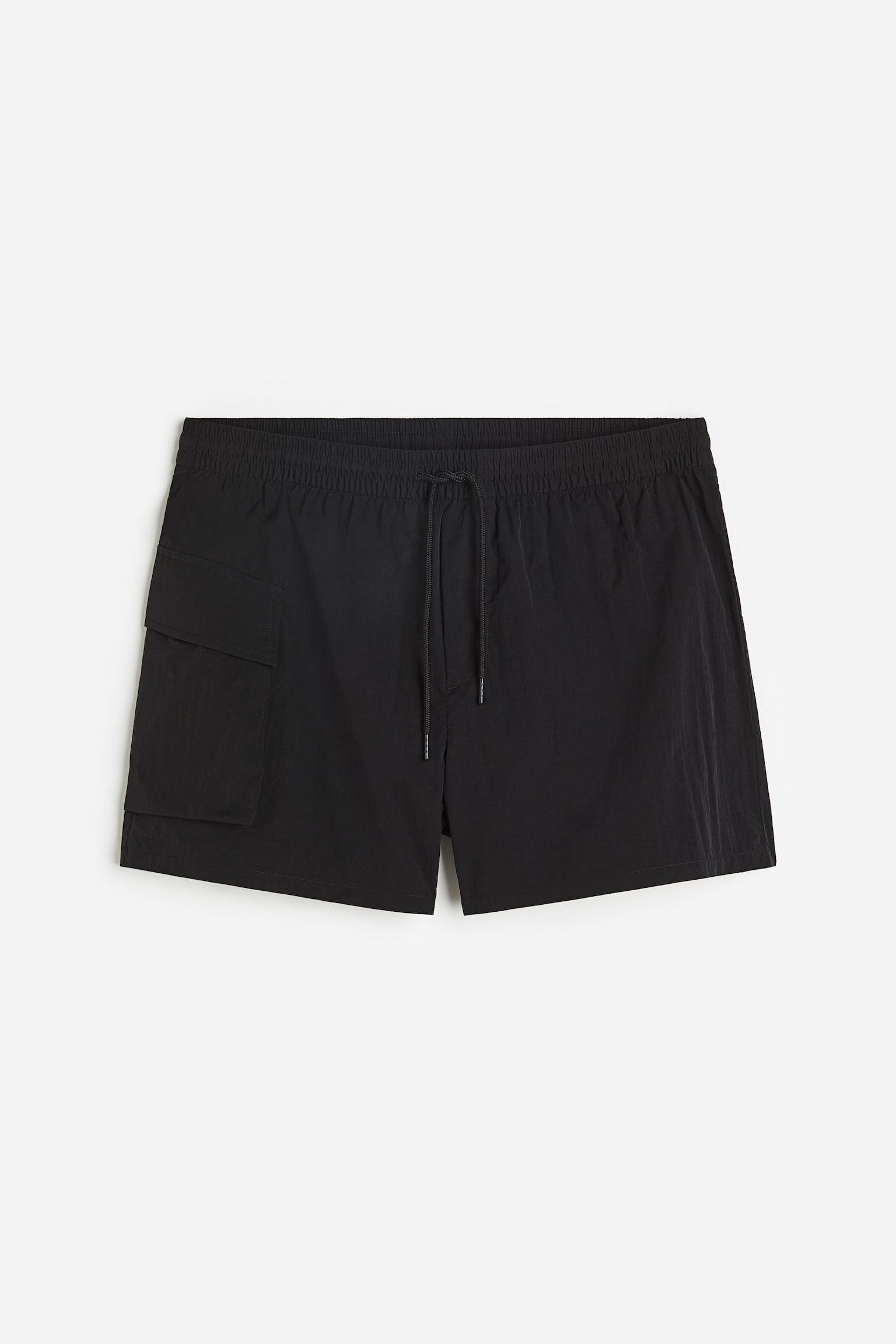 Leg-pocket swim shorts - Black/Khaki green - 1