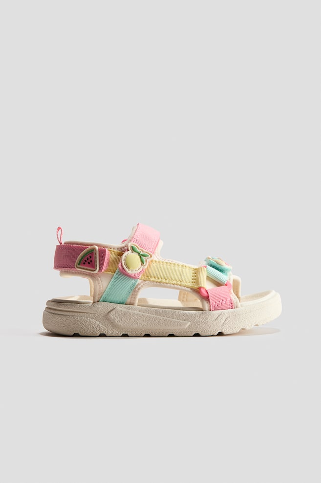 Sandales en scuba - Beige clair/color block/Rose clair/pailleté - 1