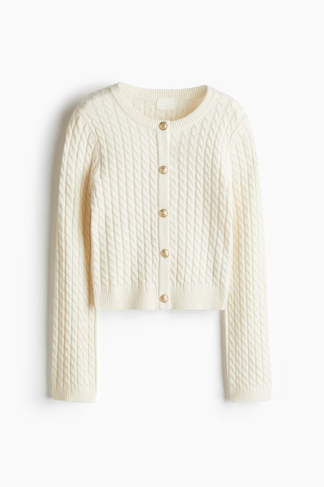 Cable-knit cardigan - Cream - 1