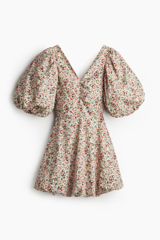 Robe bouffante avec dos à nouer - Rose clair/fleuri - 1