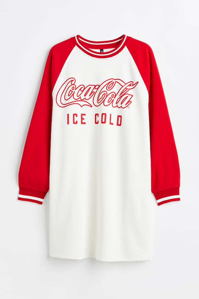 H&M+ Printed sweatshirt dress - Red/Coca-Cola - 1