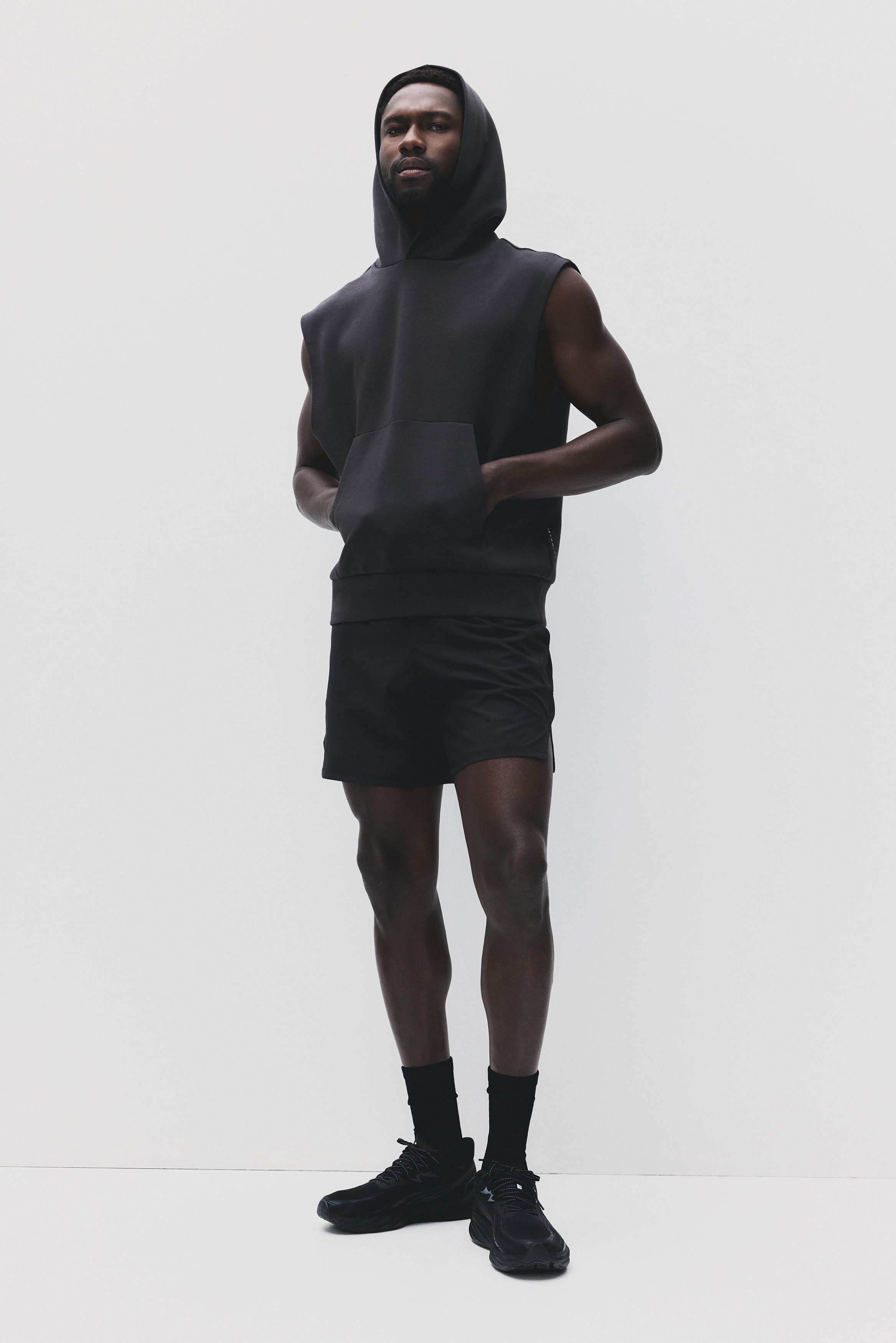 Men's Dusty green/Solstice Sleeveless Sports hoodie with DryMove