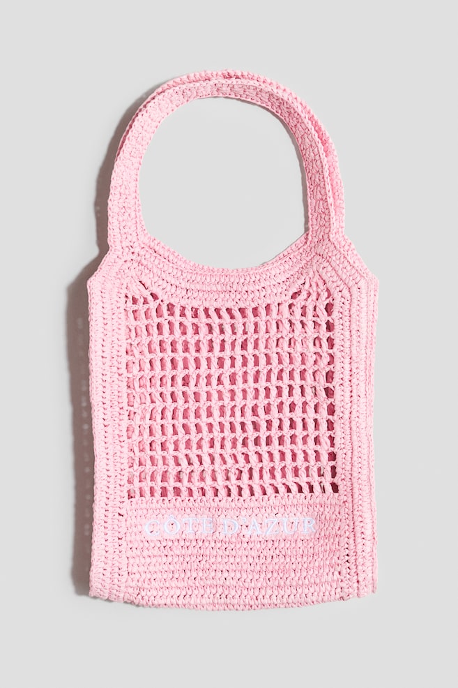 Straw tote bag - Pink/Côte d'Azur/Beige - 1