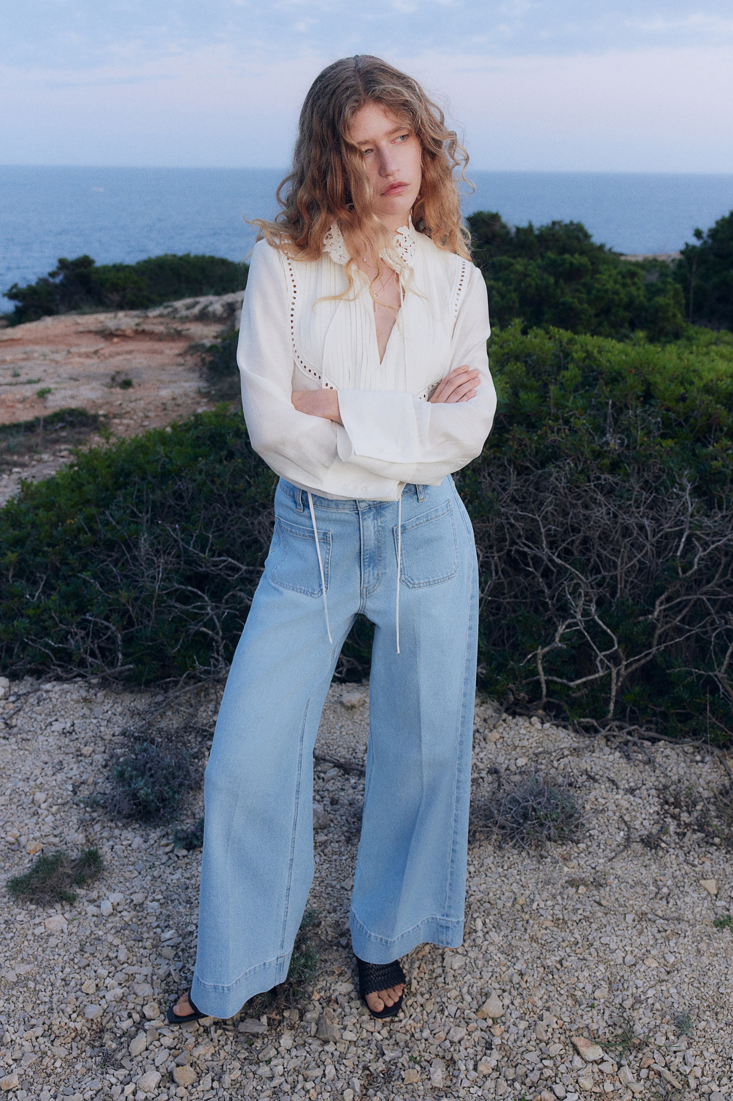 Loose Fit H&m 2025 Maglietta Bianca H&m Camicetta Con - Main Image