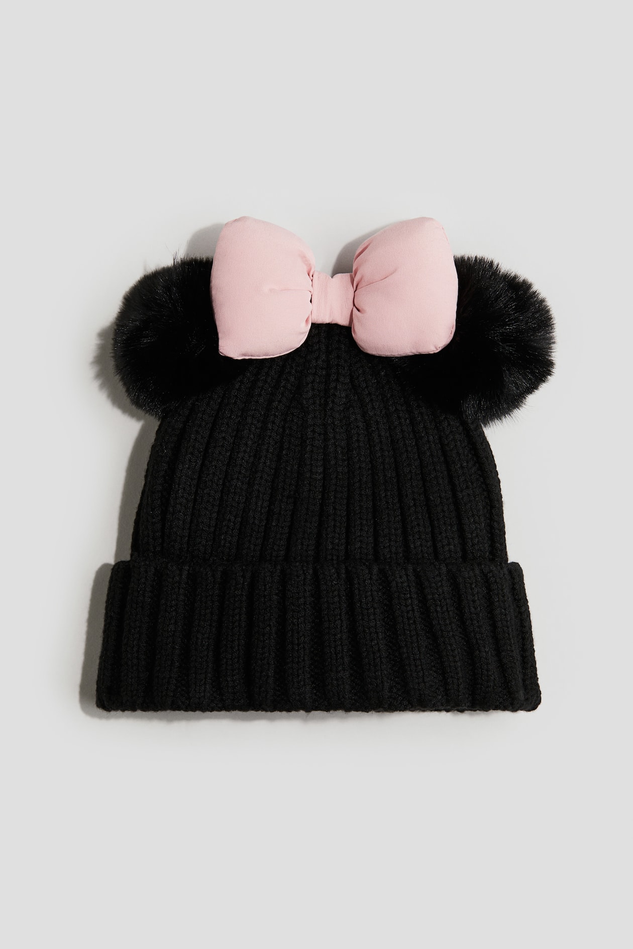 Appliquéd Rib-Knit Beanie Black/Minnie Mouse Kids H&M PH