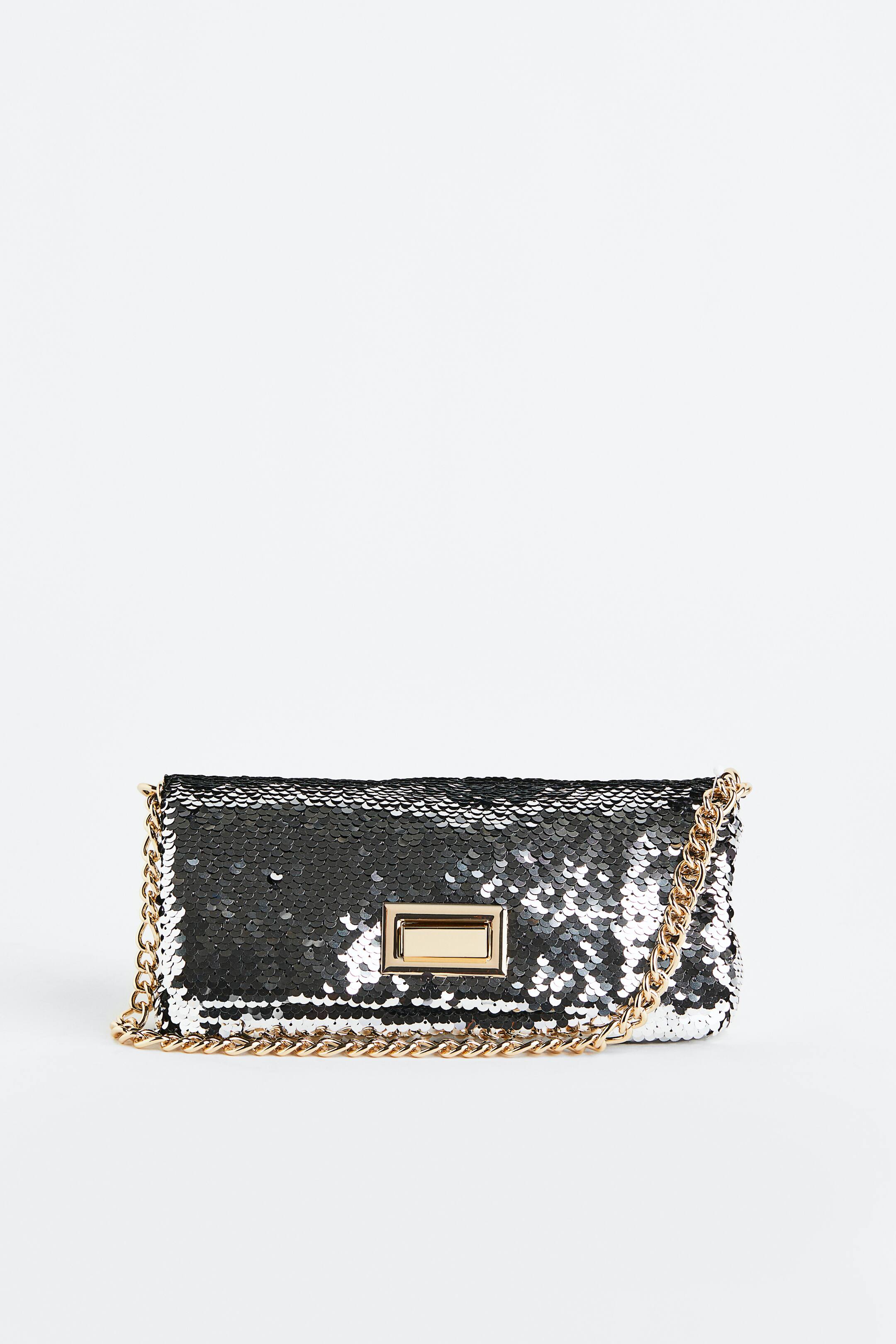 Petit Sac à Main Vintage Argenté à Paillettes Brodées - Occasion Très Bon état (TBE)