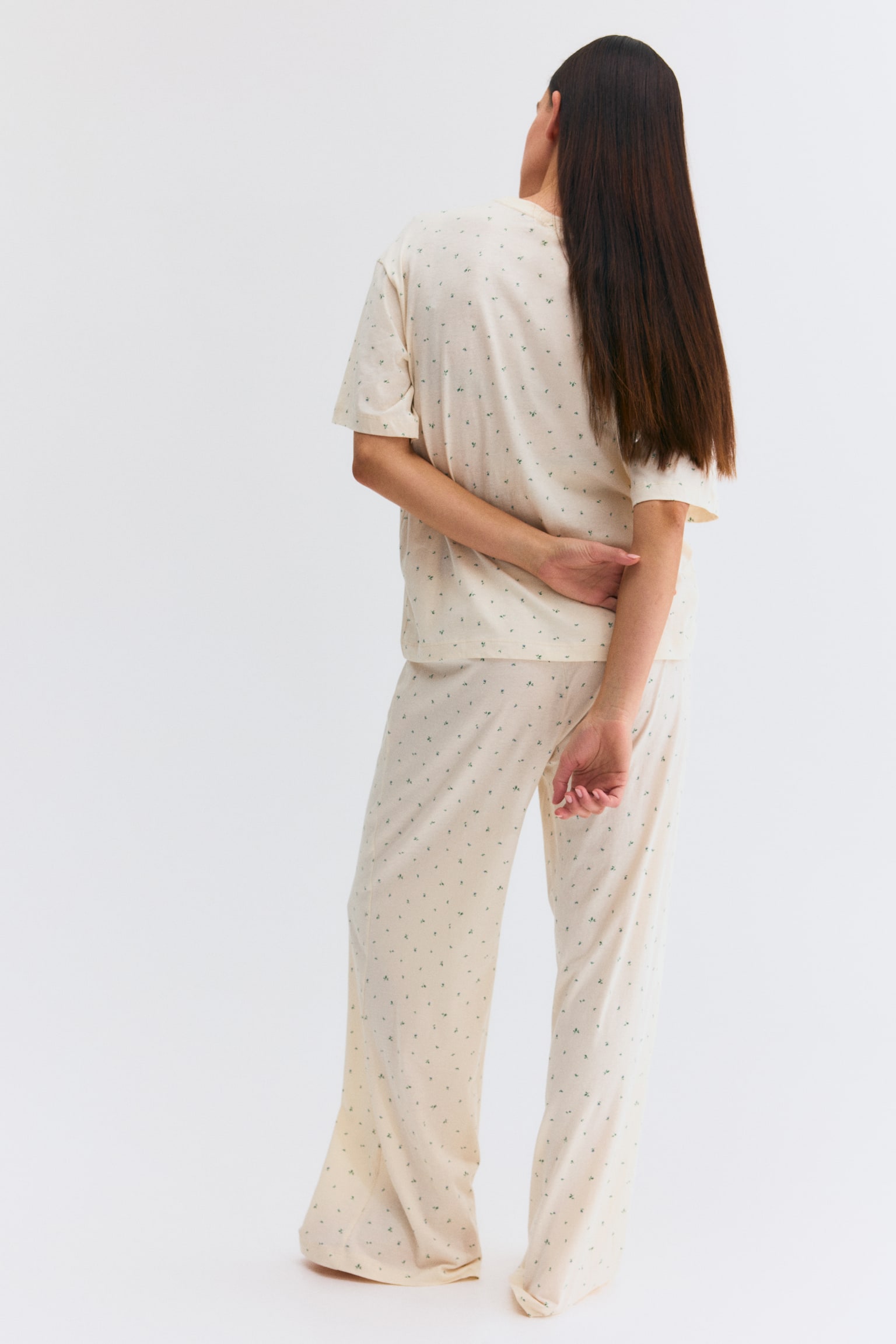 MAMA Before & After Cotton pyjamas - Cream/Blue floral/Light pink/Hearts - 4