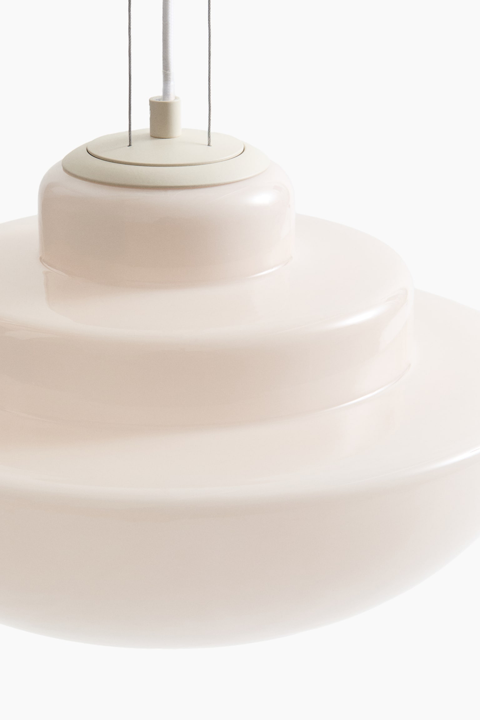 Lampe suspendue en verre - Blanc/Beige - 2