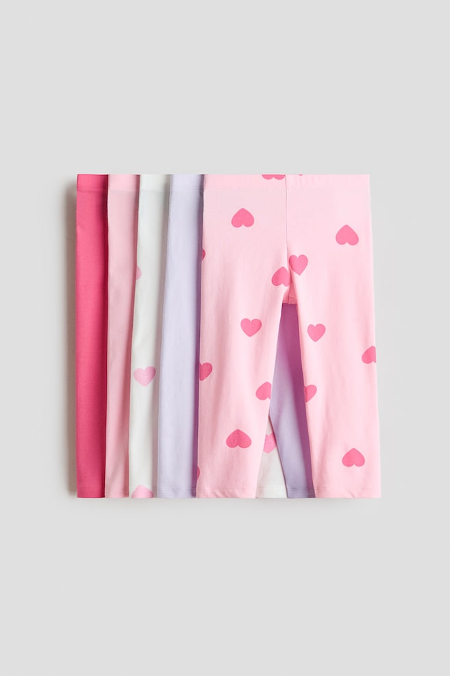 5-pack cotton Capri leggings - Light pink/Hearts/Pink/Mint green/Pink/White/Black/Pink/Black/Orange/Leopard print - 1