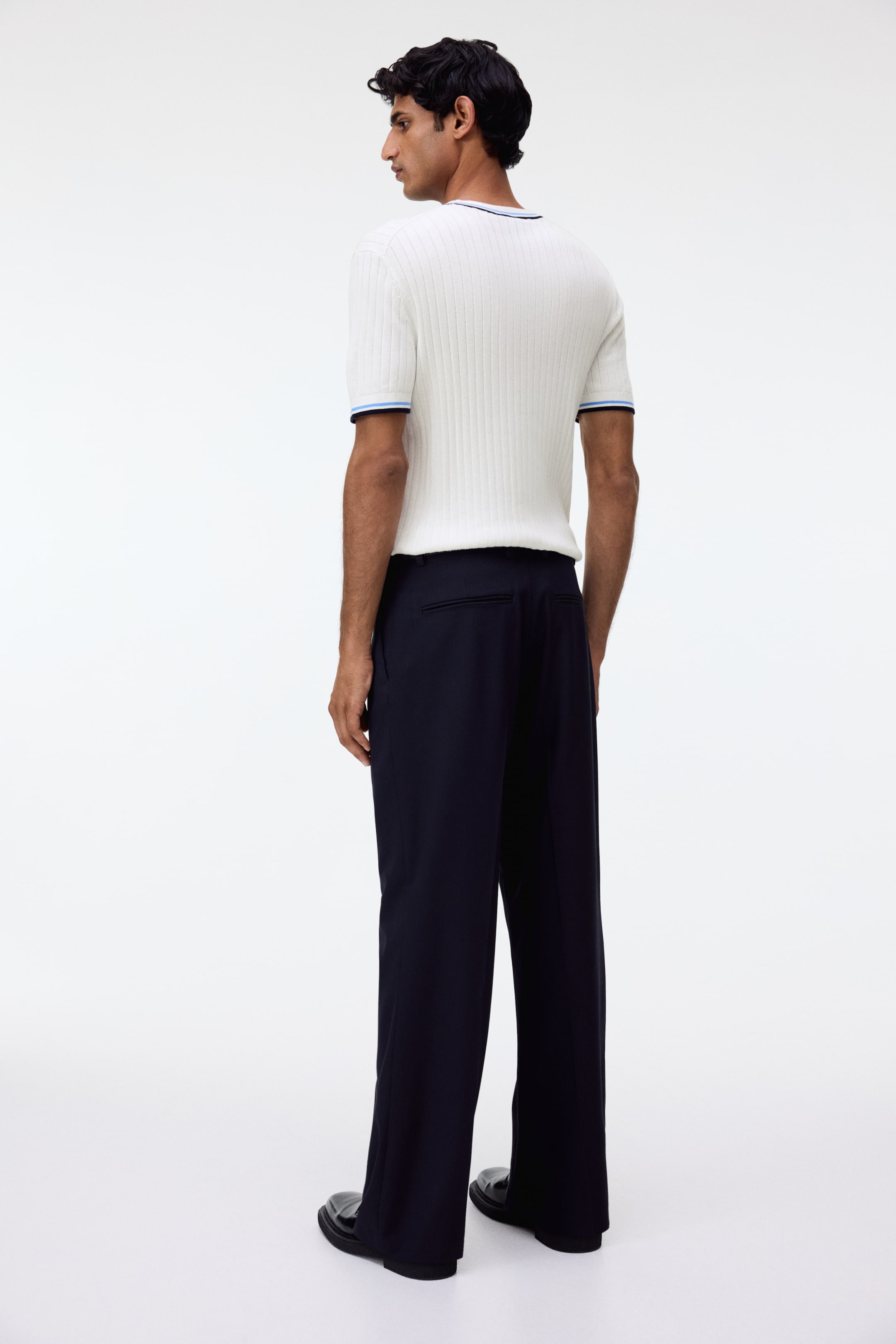 View larger image: Slim Fit Rib-knit T-shirt - White - Men | H&M IN 4