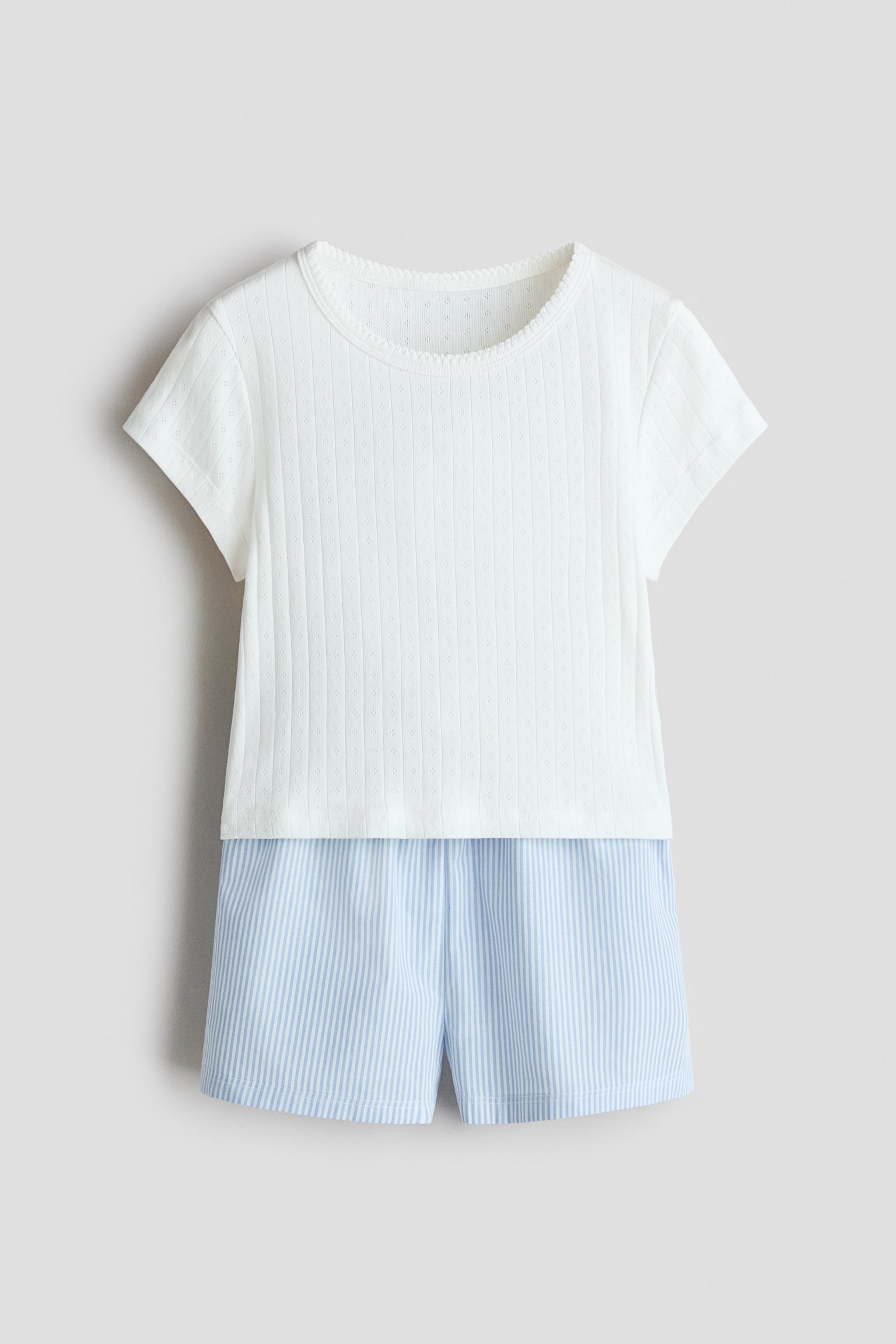Pamučni komplet za spavanje - Cream/Light blue striped