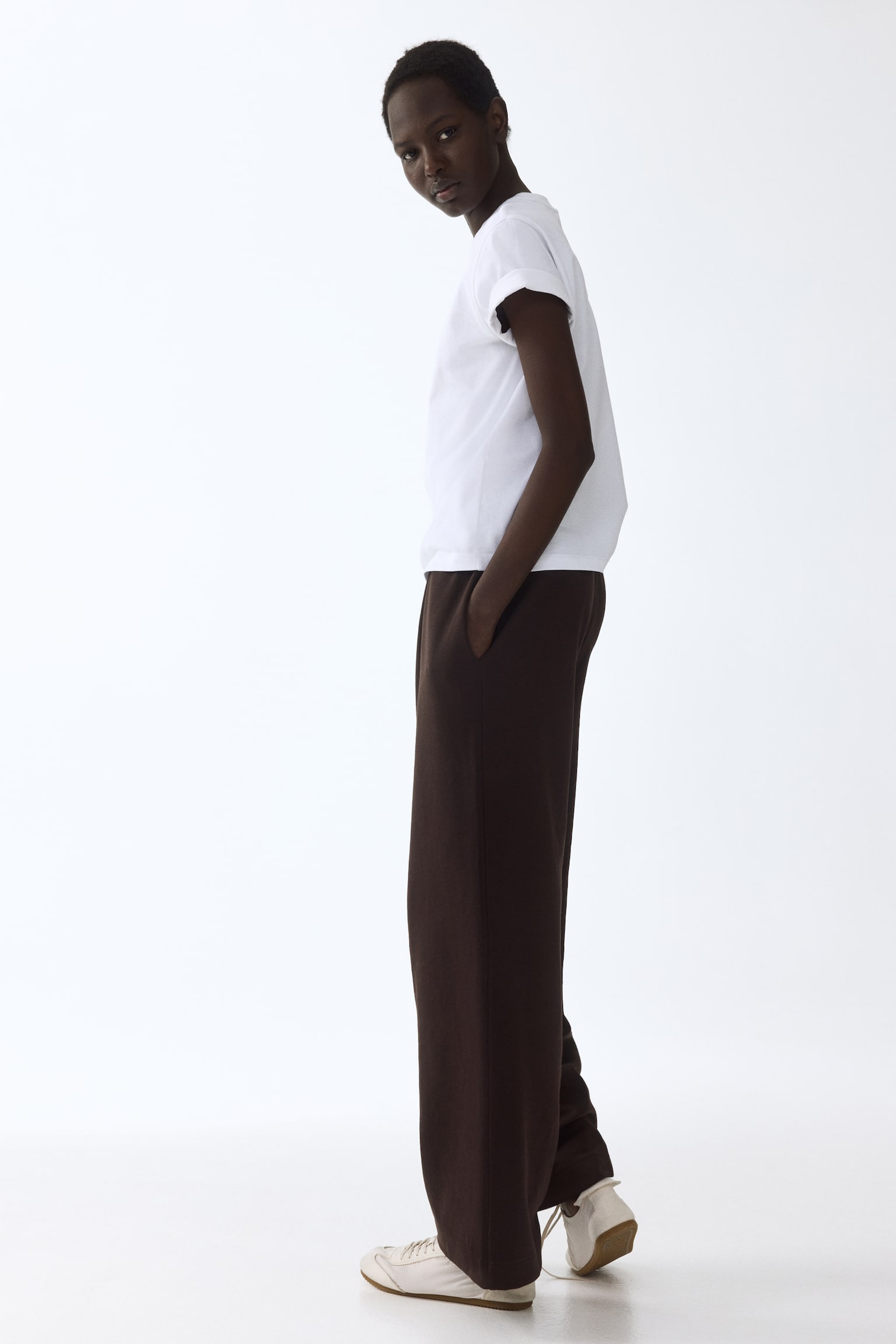 Wide interlock joggers - Dark brown/Black/Light beige - 3
