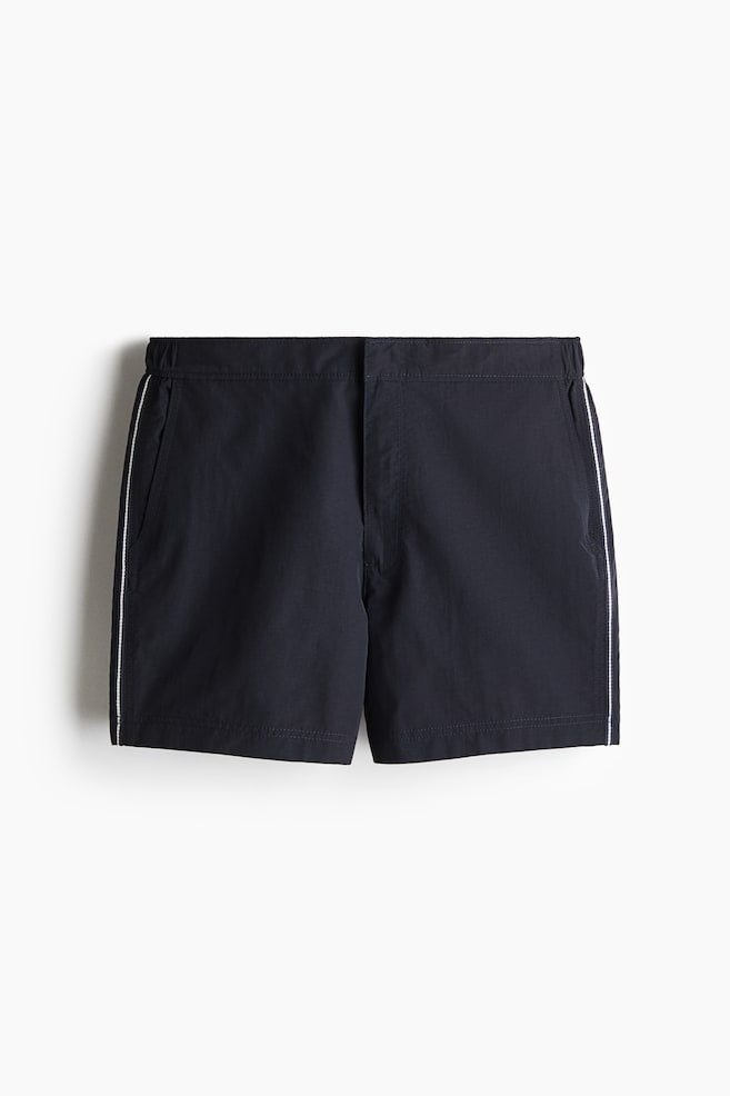 Piping-detail swim shorts - Navy blue/Green - 1