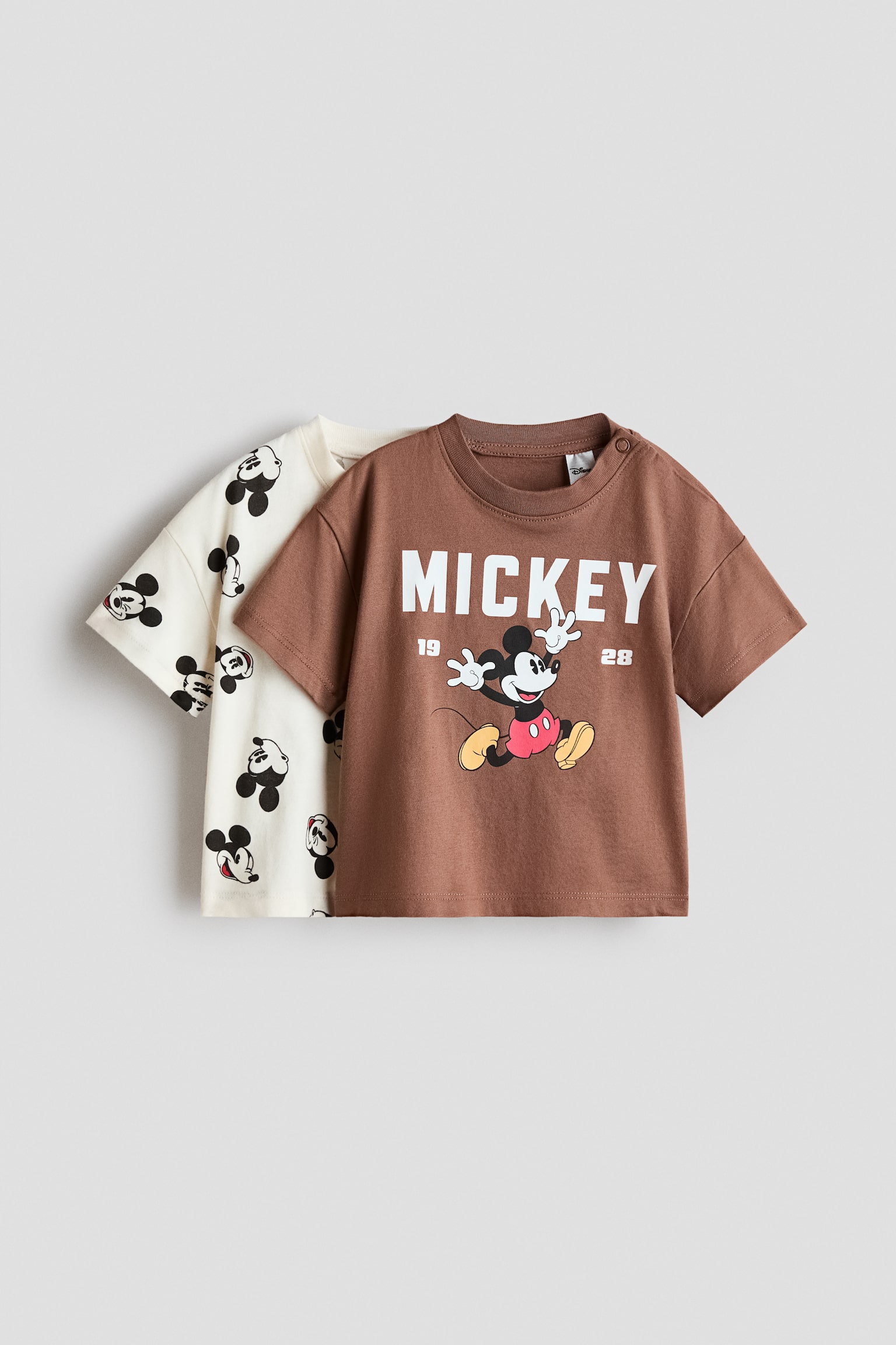 Lot de 2 T-shirts imprimés - Brun/Mickey/Crème/Mickey/Bleu/Mickey/Vert clair/Mickey