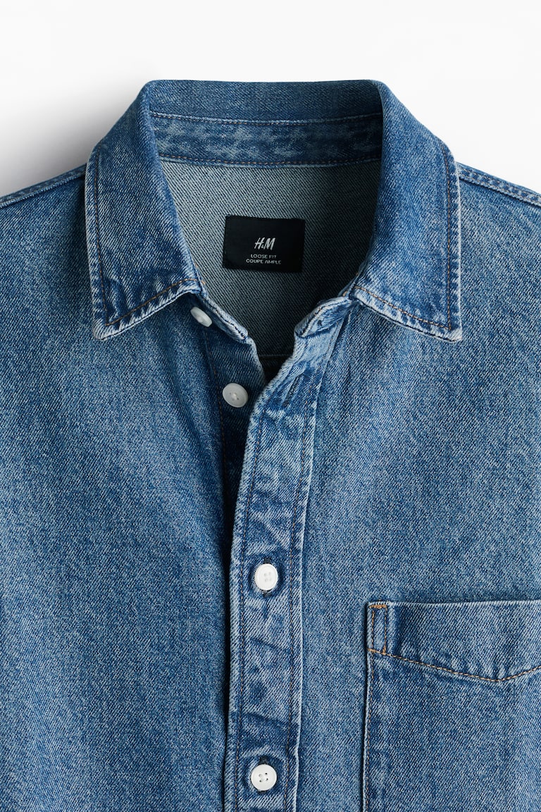 Loose-fit Denim Shirt Denim blue Men H&M US