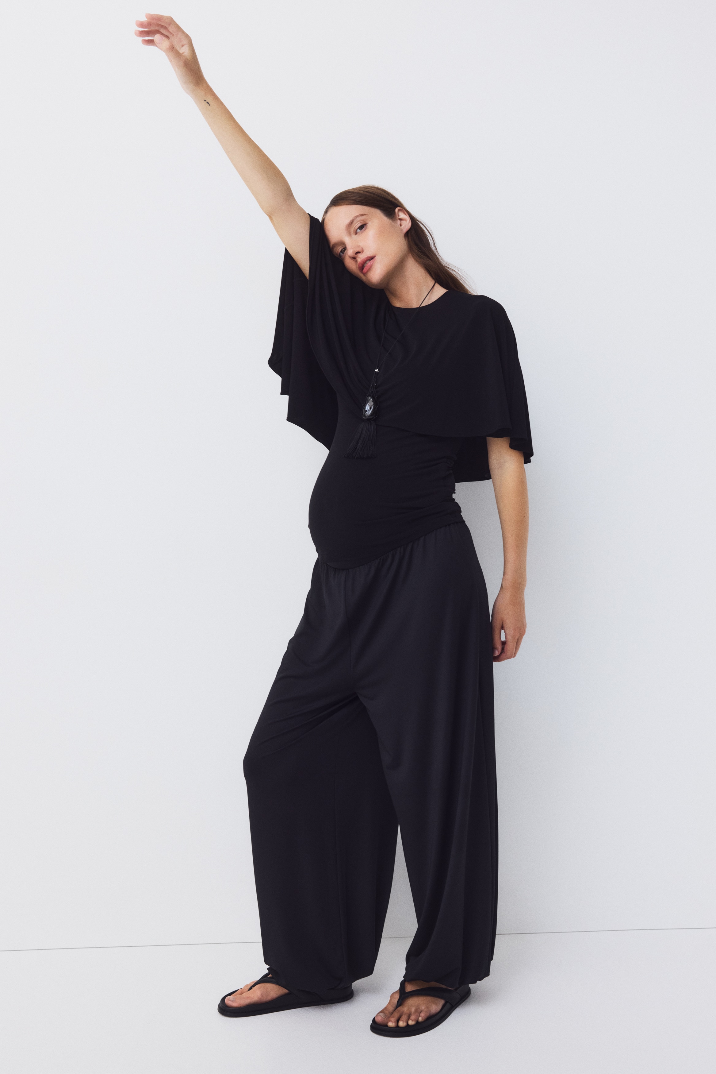Women's Black MAMA Cape-Detail Top | H&M US
