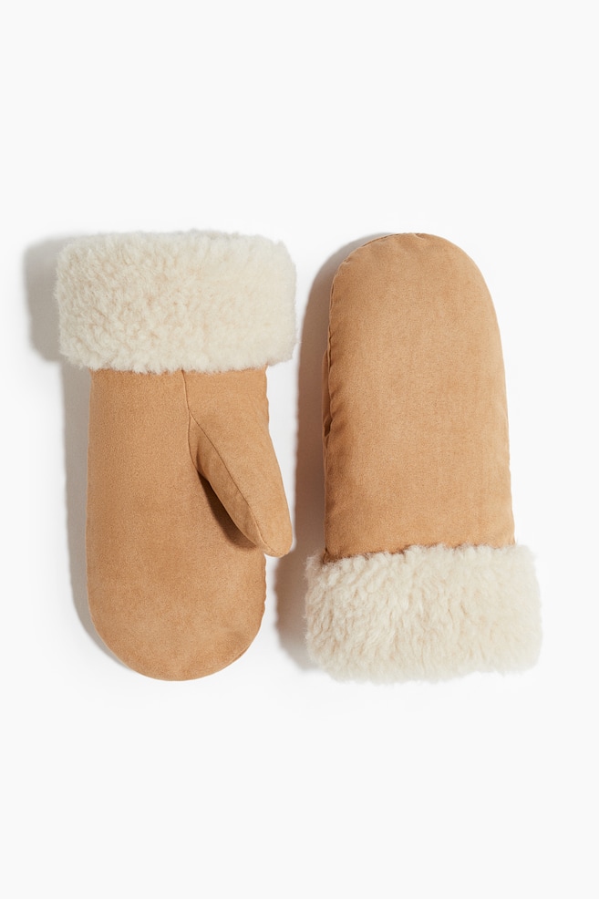 Warm gefütterte Fäustlinge - Beige - 1