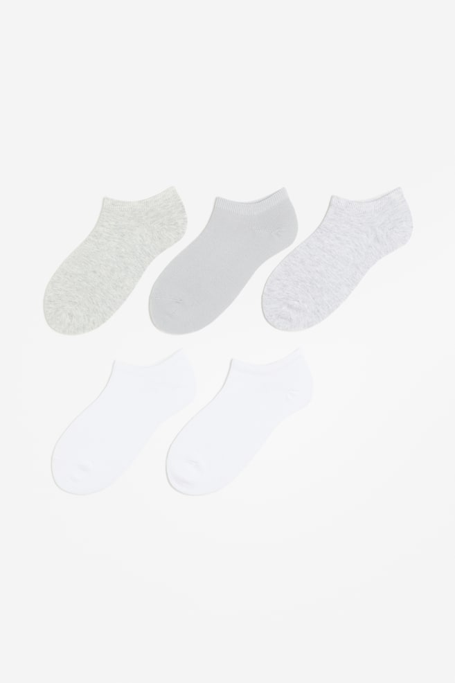 Lot de 5 paires de socquettes - Gris clair chiné/blanc/Noir/Blanc/Beige chiné/blanc/dc - 1