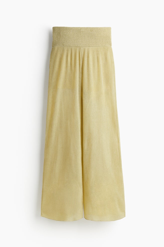 Glittery smocked-waist trousers - Mustard yellow/Gold-coloured - 1