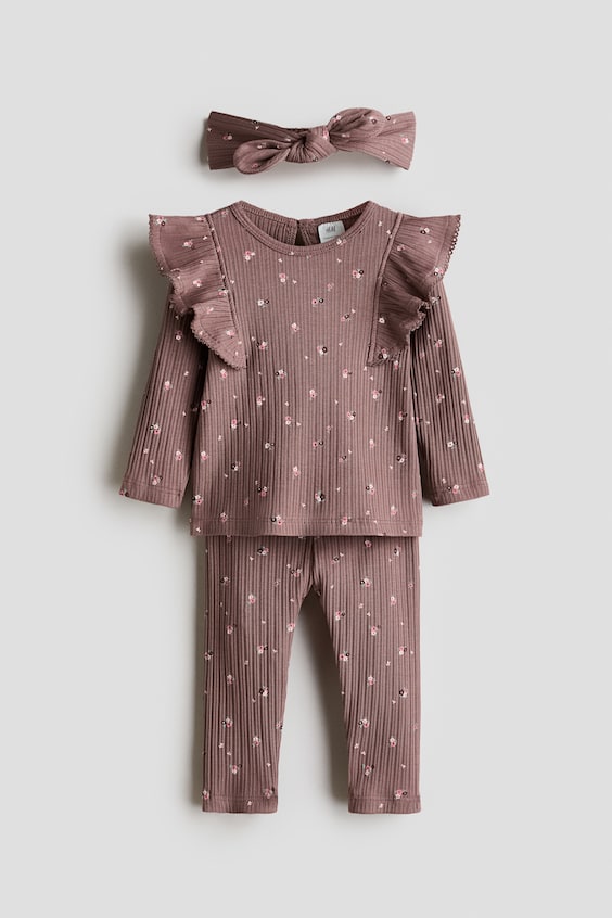 Детские топы H&M 3-Piece Printed Cotton Set