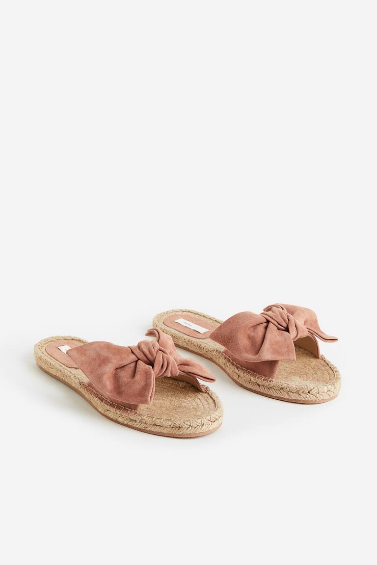 Brede Sandalen Slippers Met Strik Dames Suède Slippers Met Strik