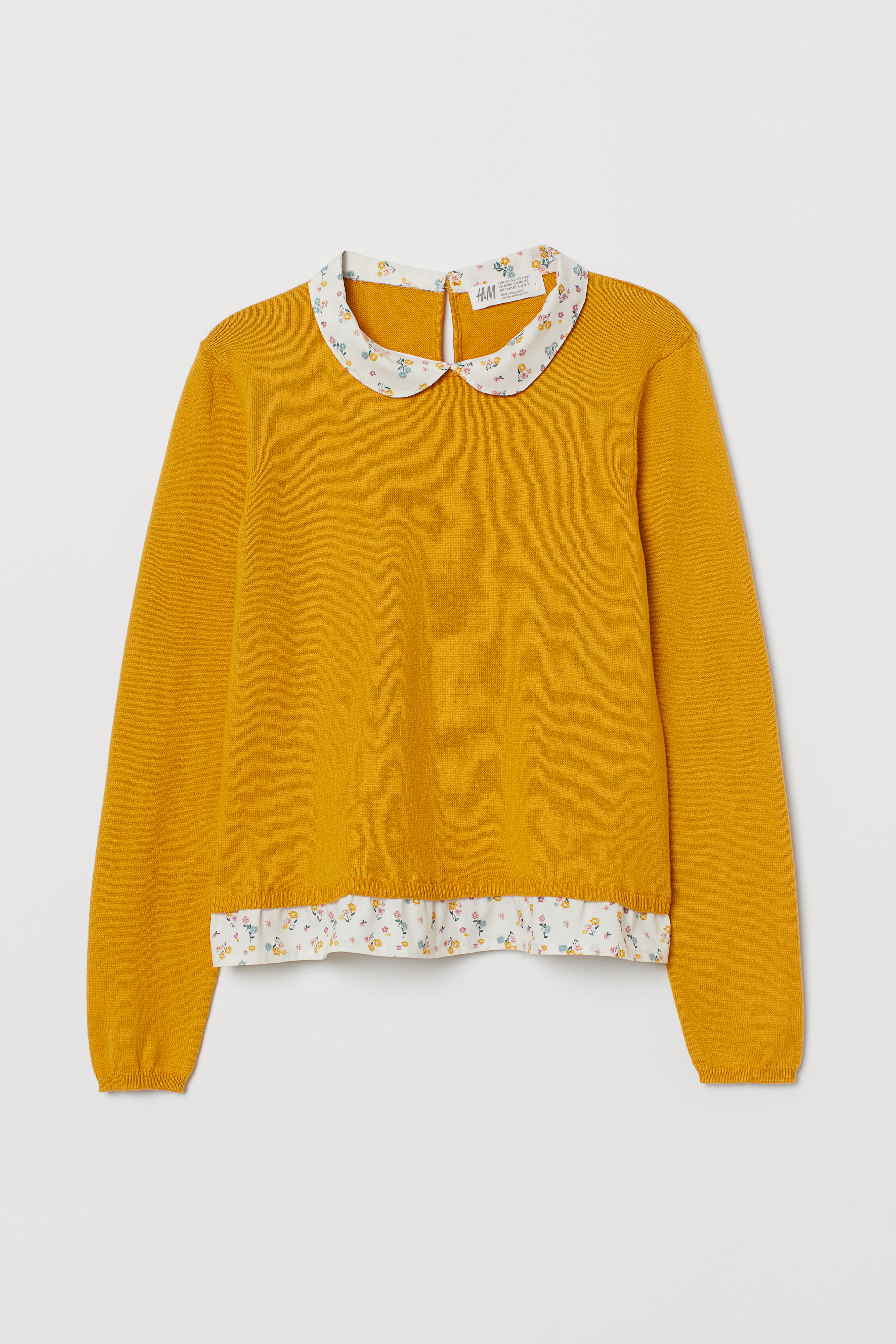 Knit Sweater Mustard yellow floral Kids H M US