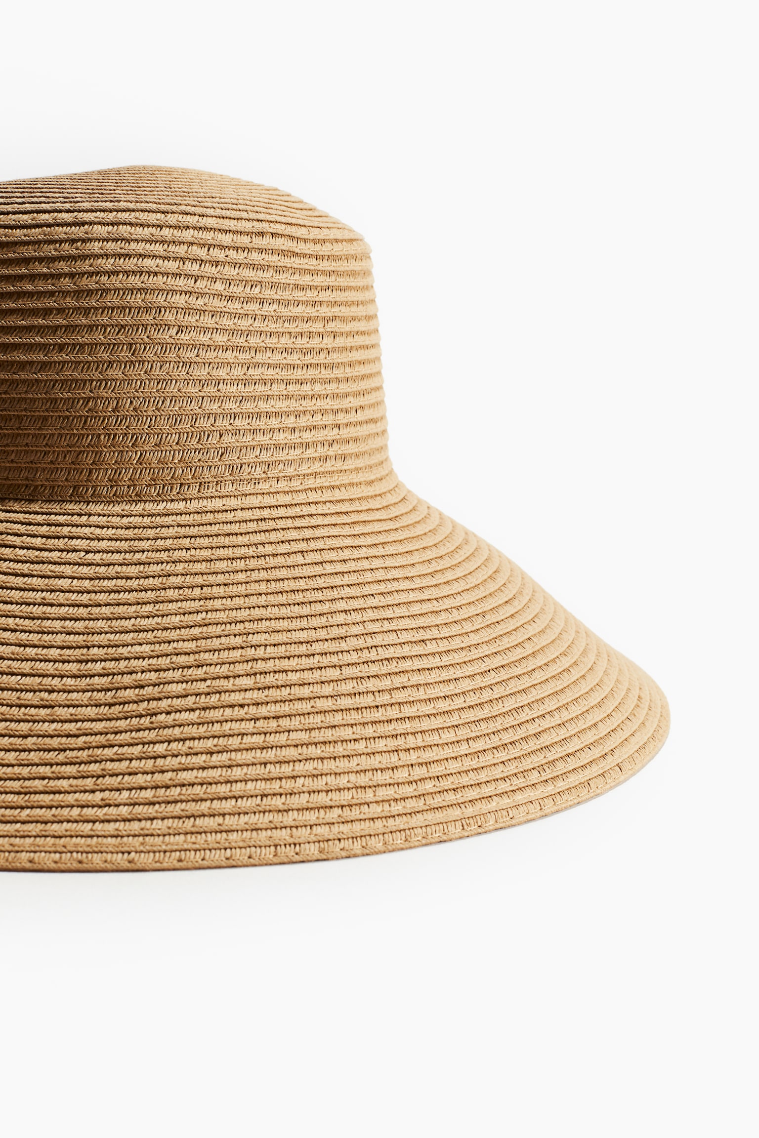 Sloping Brim Straw Hat - Beige - 3