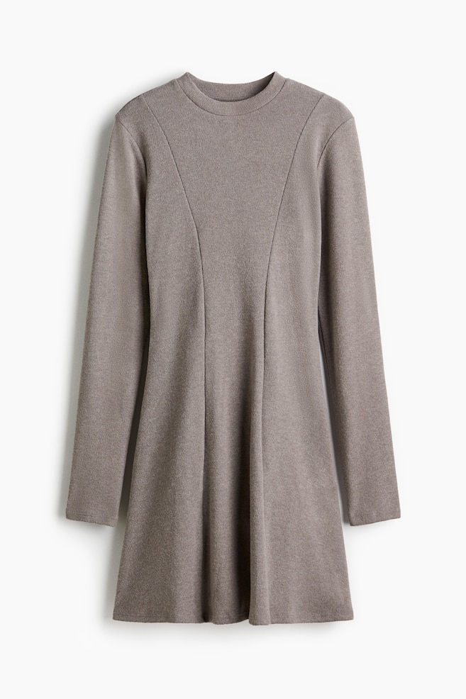 Knit Mini Dress - Taupe melange/Dark gray melange/Dark brown melange - 1