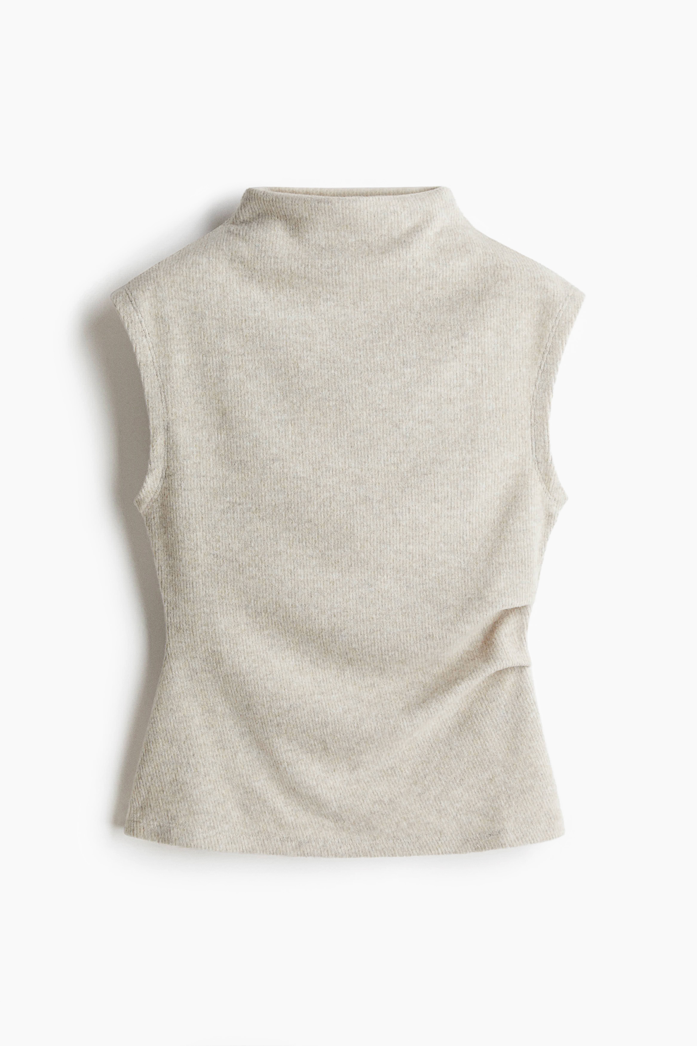 Rib-knit vest top - Beige marl