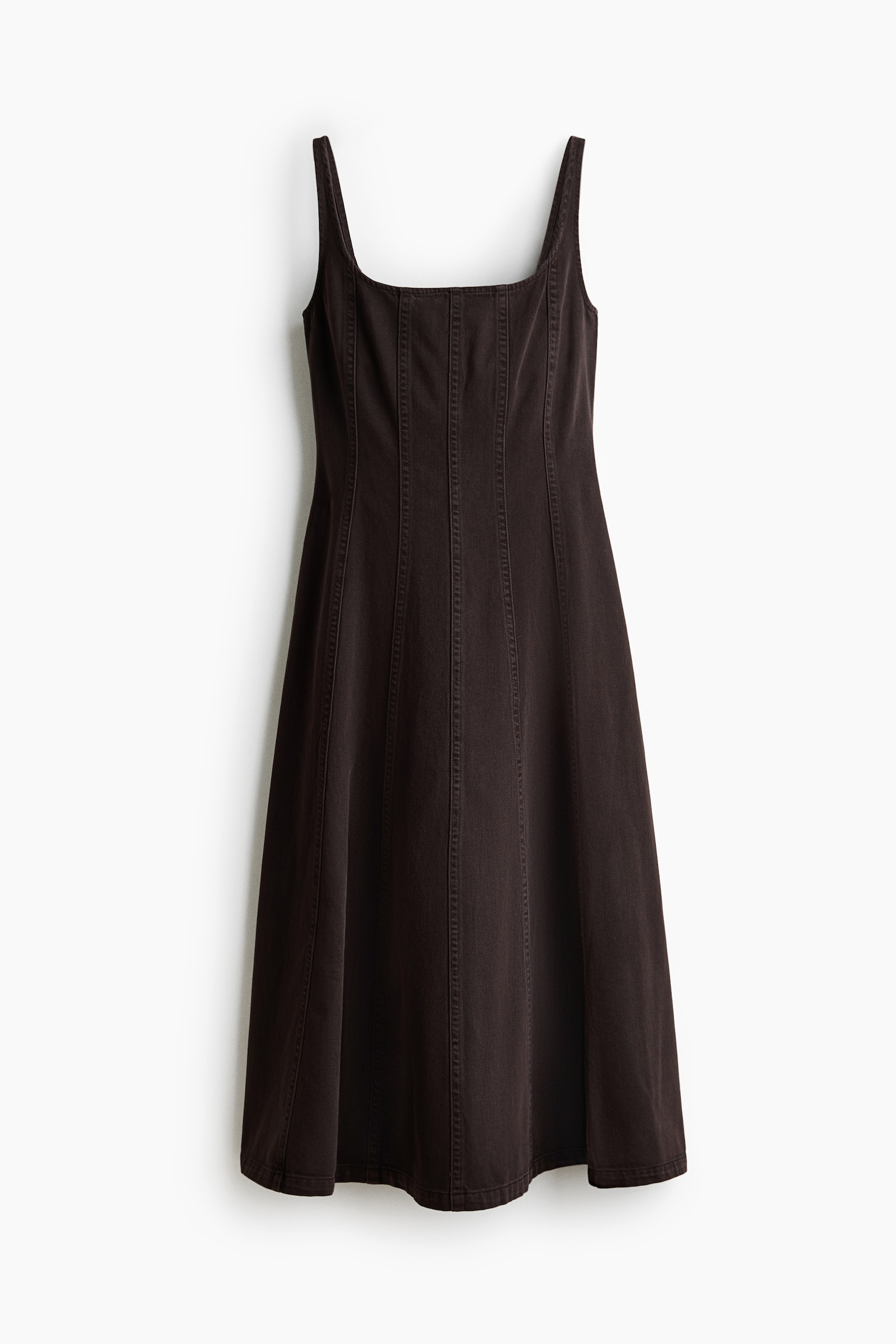Rochie midi din denim - Maro-închis/Bej/imprimeu leopard - 1