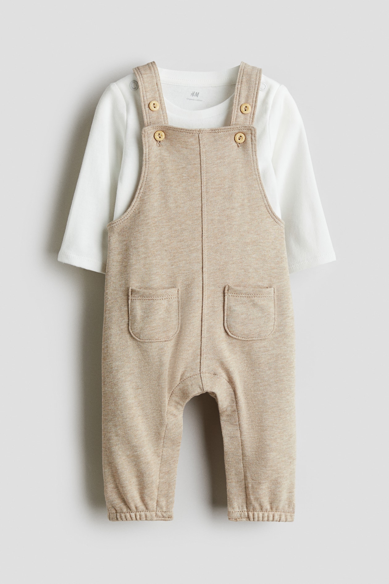 2-piece cotton set - Light beige/White - Kids | H&M GB