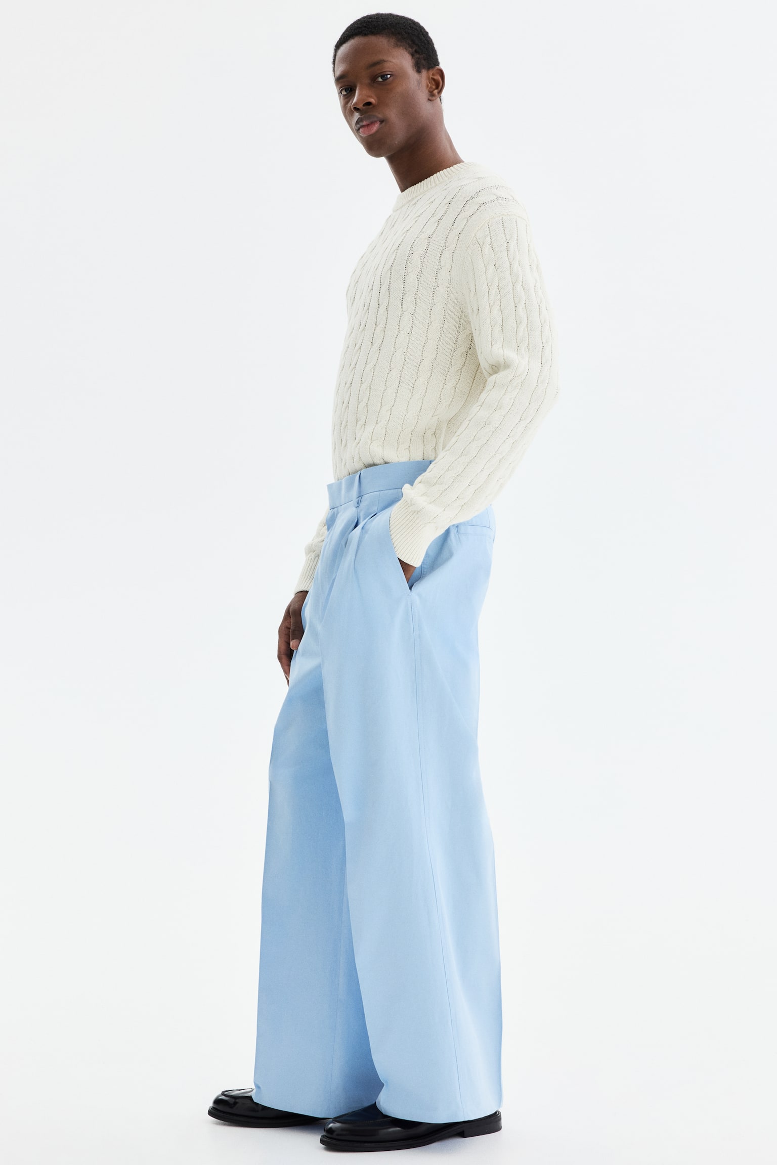 Класичні штани Loose Fit - Світло-блакитний/Коричневий - 6