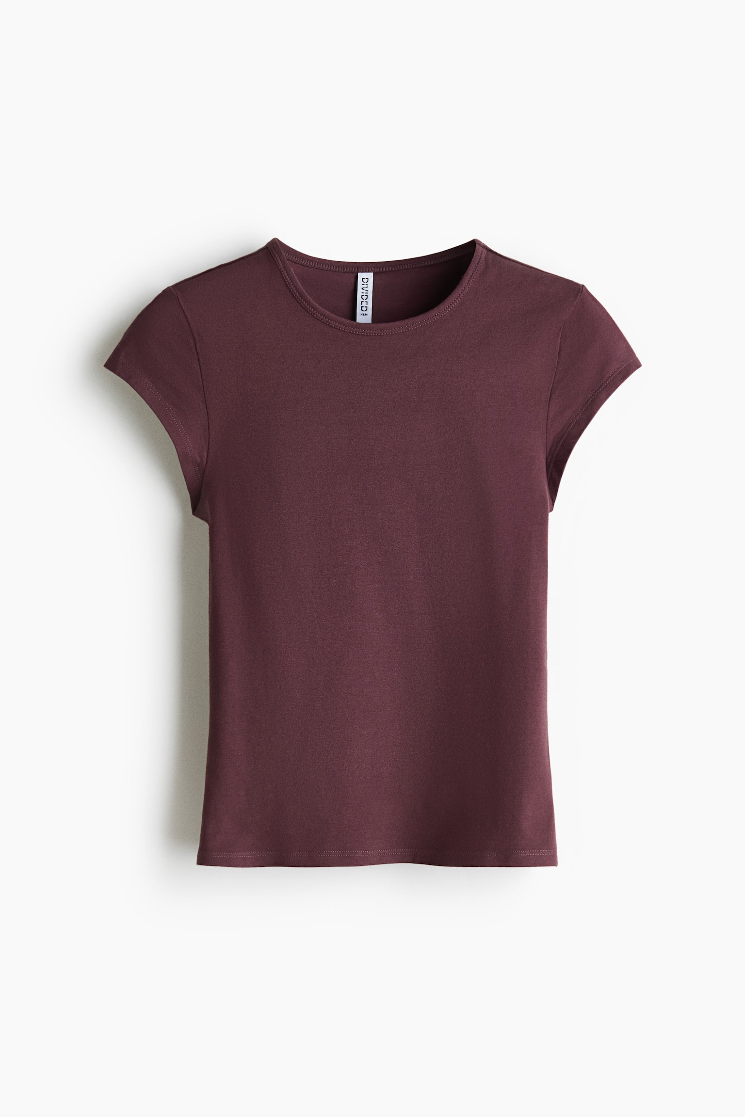 Cap-sleeved cotton T-shirt - Burgundy/Dark pigeon blue/Black