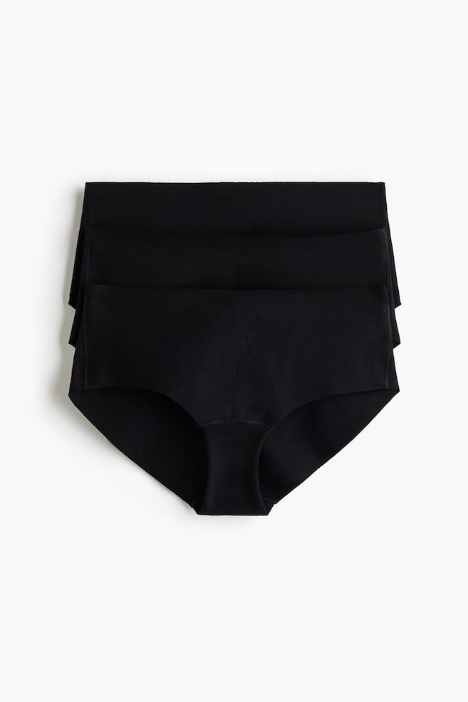 3-pack invisible cotton hipster briefs - Black/Powder pink/Light beige/Black/Dark brown/Light beige marl/Light beige marl/Black/Beige - 1