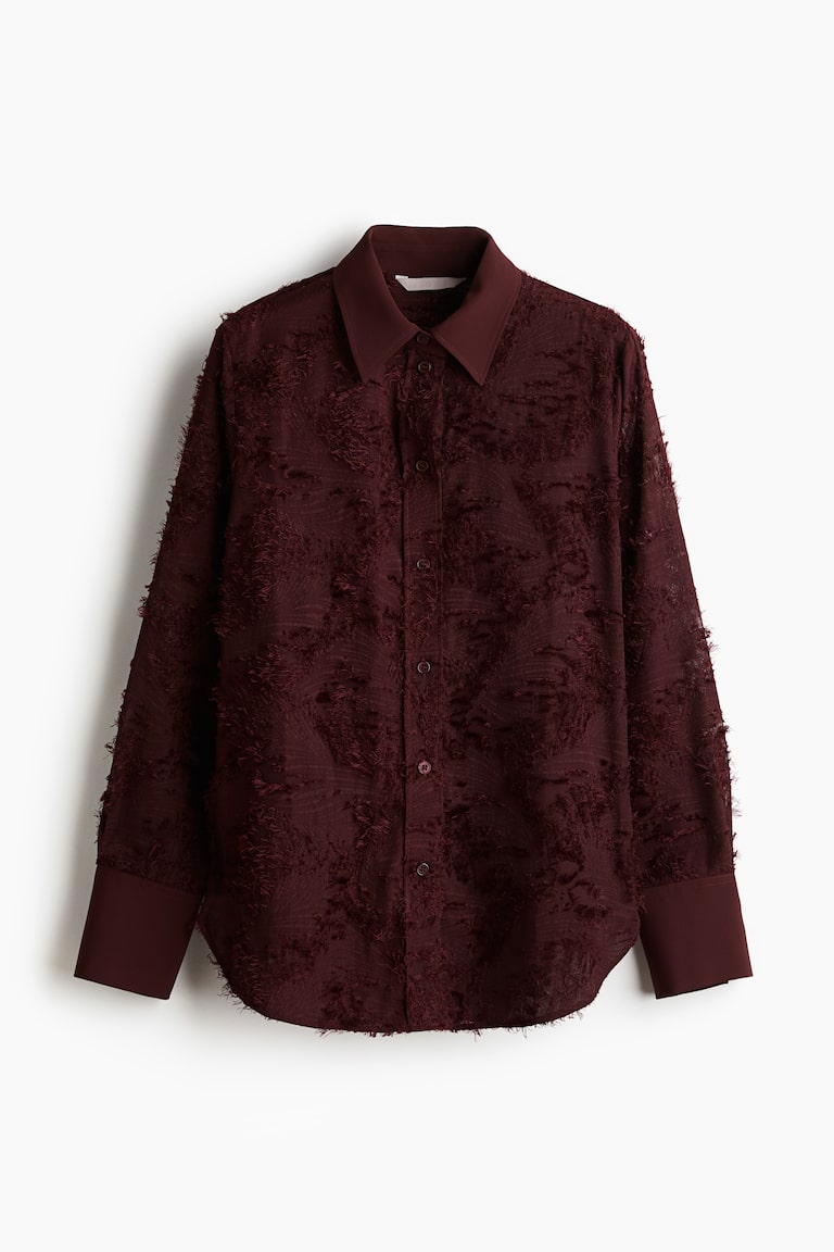 Women's Burgundy Textured-weave shirt | H&M