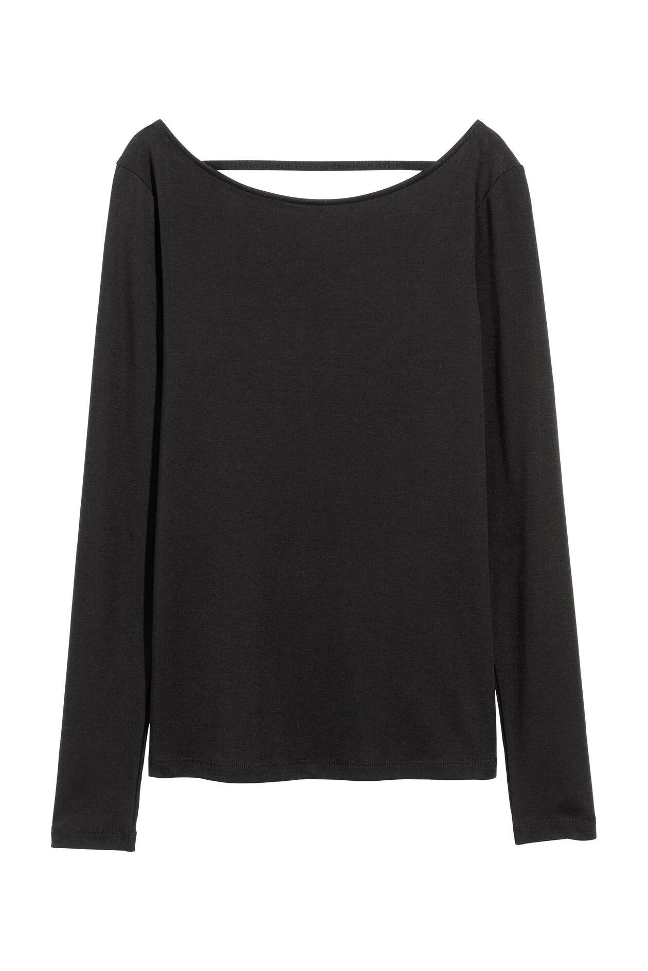 Lyocell-blend jersey top - Long sleeve - Black - Ladies | H&M GB