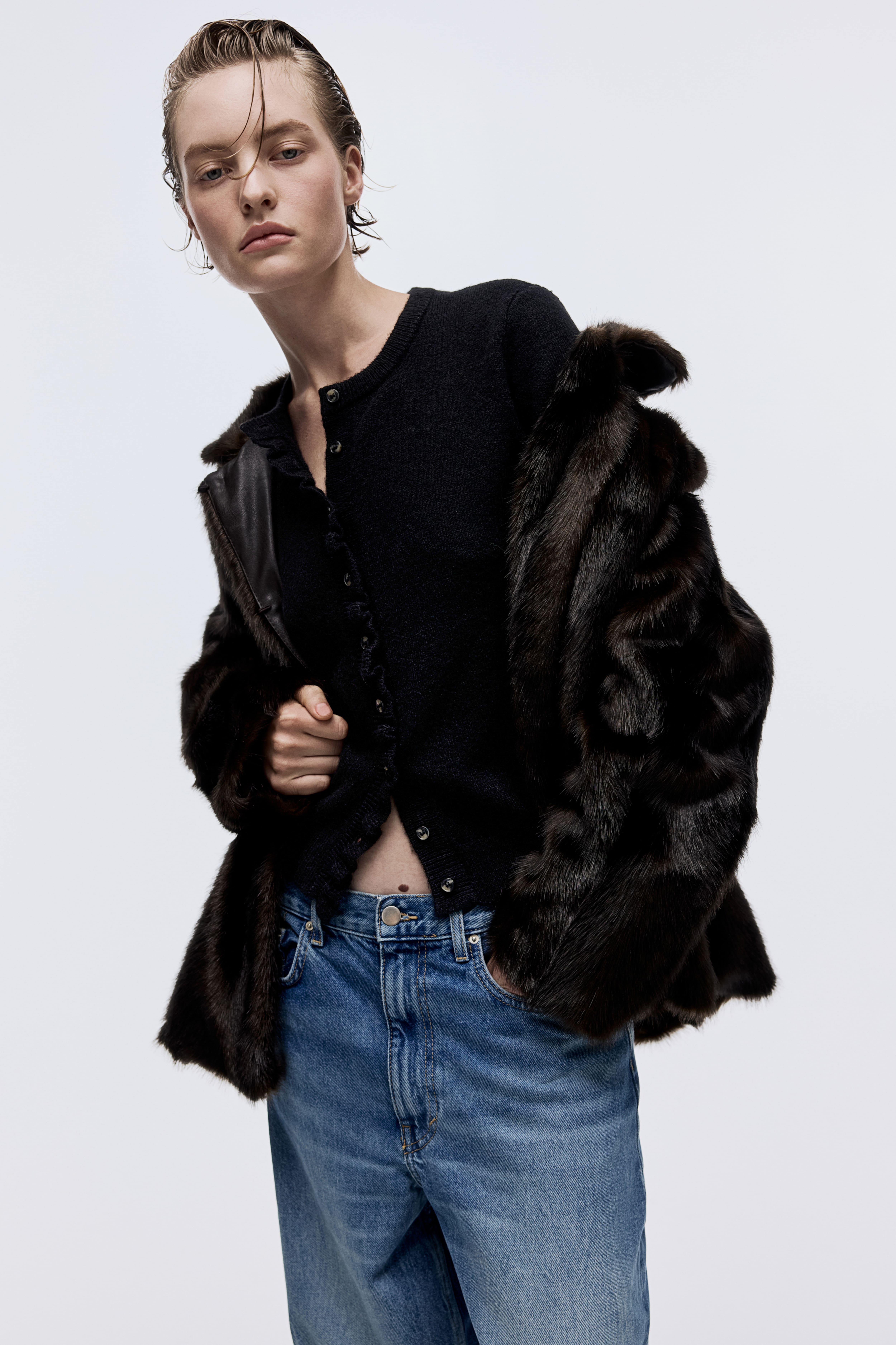 Ruffle-Trimmed Cardigan