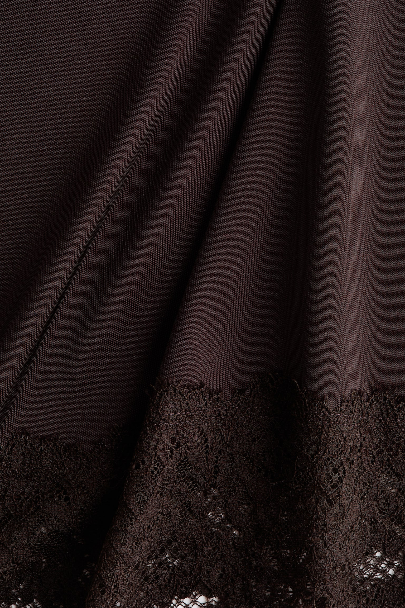 Asymmetric lace-trimmed skirt - Tmavohnedá/Čierna - 5