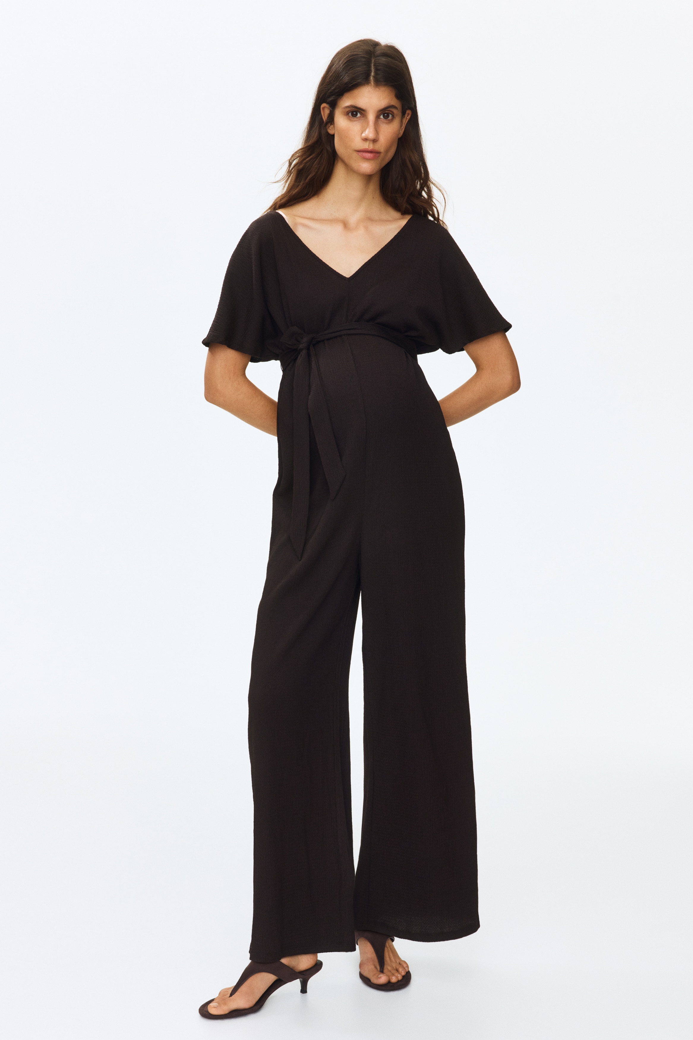 h&m maternity maxi dress Women's Moss green MAMA Draped maxi dress