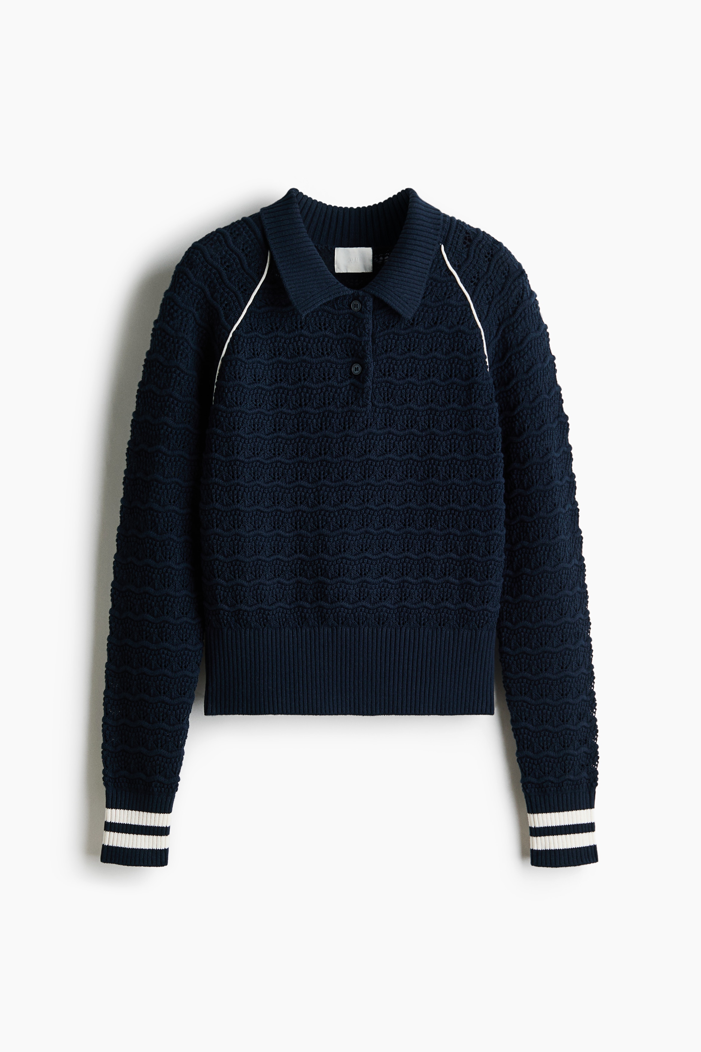 ポインテルニットポロセーター - ネイビーブルー/グレー