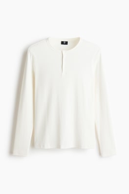 Ribbad farfarströja i bomull Slim Fit