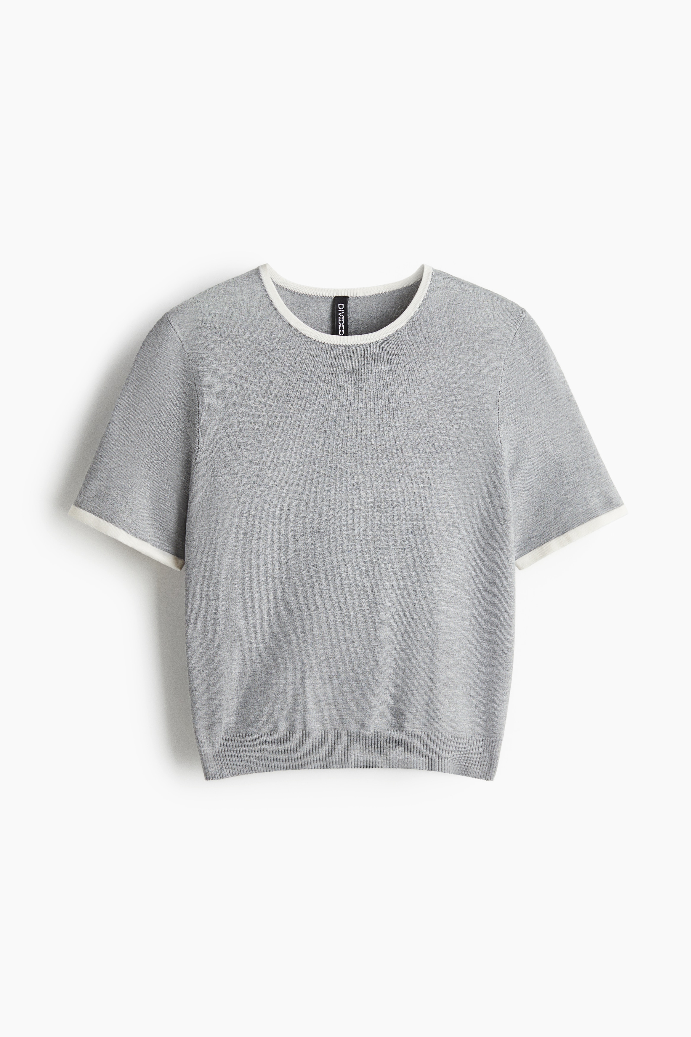 T-shirt en fin tricot - Gris chiné/Jaune clair/Blanc/rayures vert clair/Blanc/Blanc/rayures gris clair/Blanc/rayé/Crème/Marine/rayé/Blanc/noir/Noir