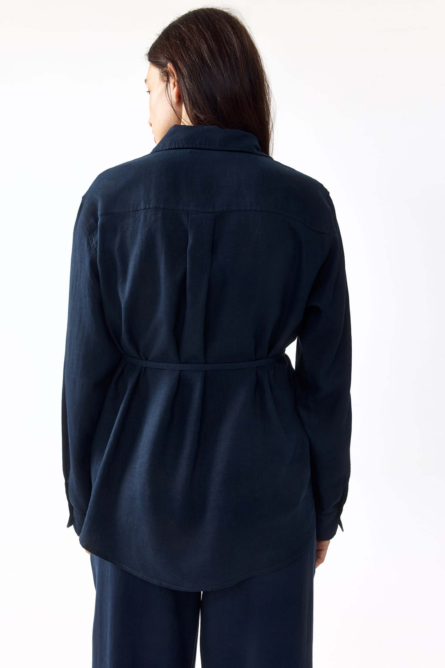 MAMA Linen-blend shirt - Navy blue/Beige/Striped - 4
